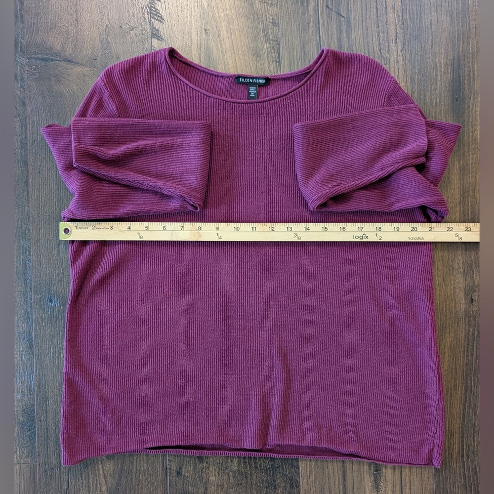 Eileen Fisher Jewel Neck Linen/Cotton Pullover Sweater Purple Size Medium - Picture 8 of 10
